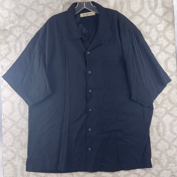 Tommy Bahama Other - Tommy Bahama Mens XL Black 100% Silk Short Sleeve Camp Shirt T31166 Textured